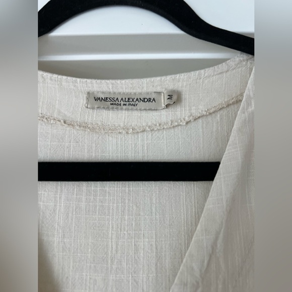 Vanessa Alexandra Linen Blend Dress Tan Made In Italy Size M - Picture 3 of 8